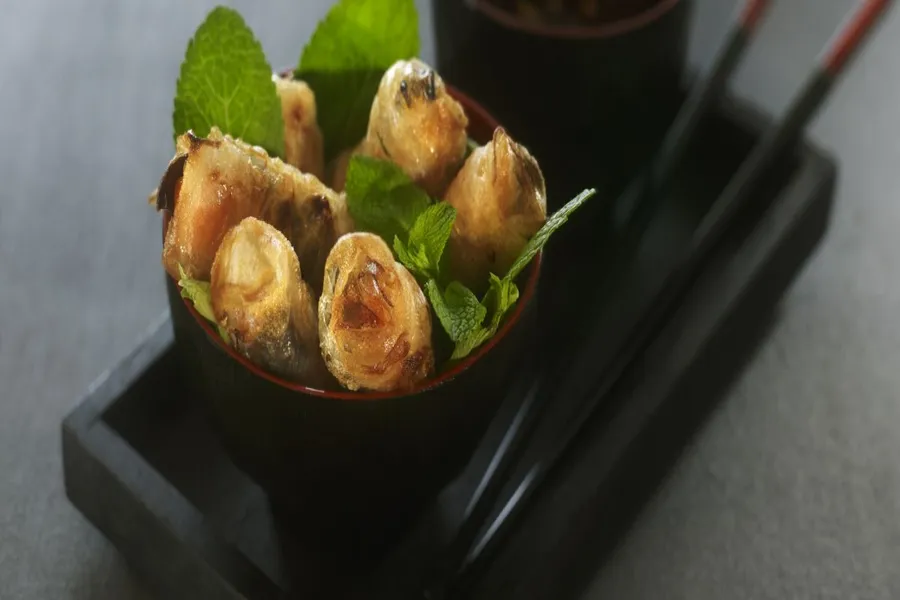 Nems de canards, vinaigrette soja gingembre