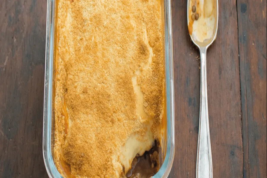Parmentier de lentilles, carottes et champignons
