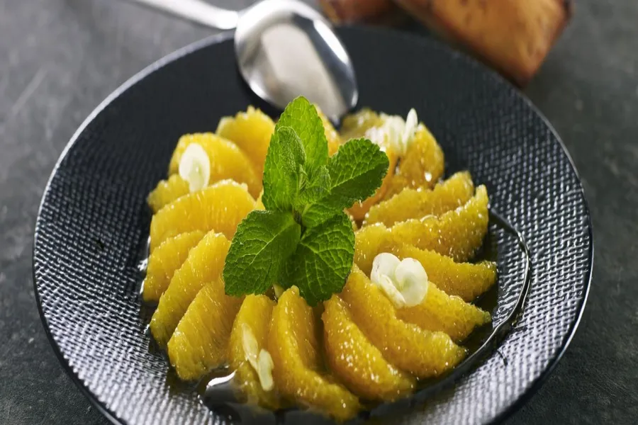 Salade d'oranges à l'oriental, financiers au miel