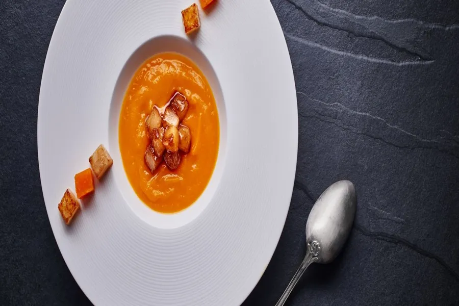 Soupe de butternut, et poires caramélisées