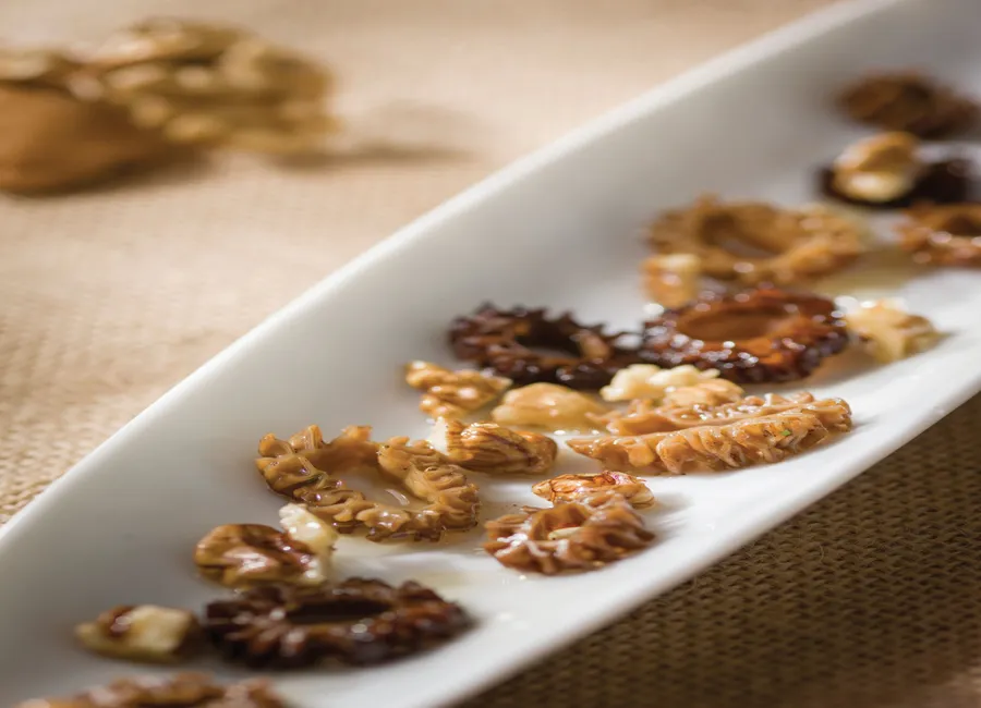 Rouelles de morilles, miel & noix