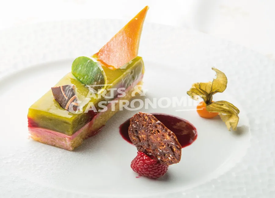 Palet chocolat, coeur passion, sorbet exotique