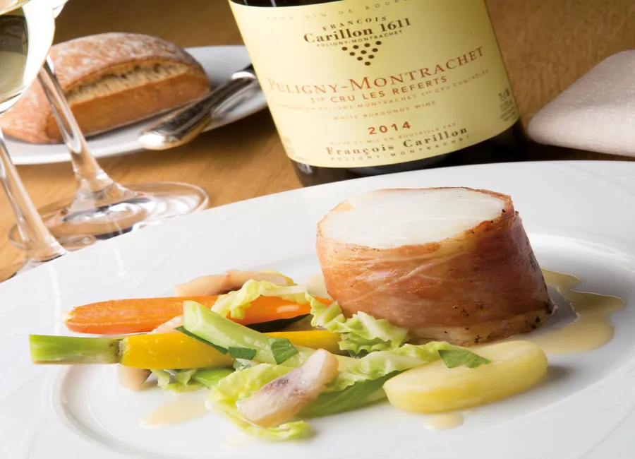 Médaillon de lotte bardée au jambon du morvan