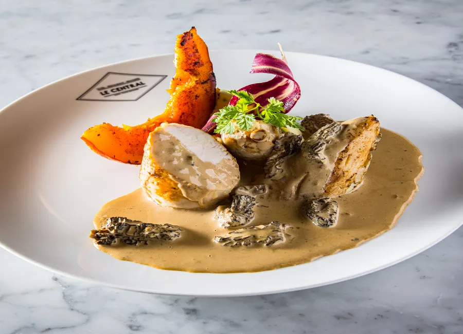 Suprême de poulet noir de bourgogne au vin d’arbois et aux morilles