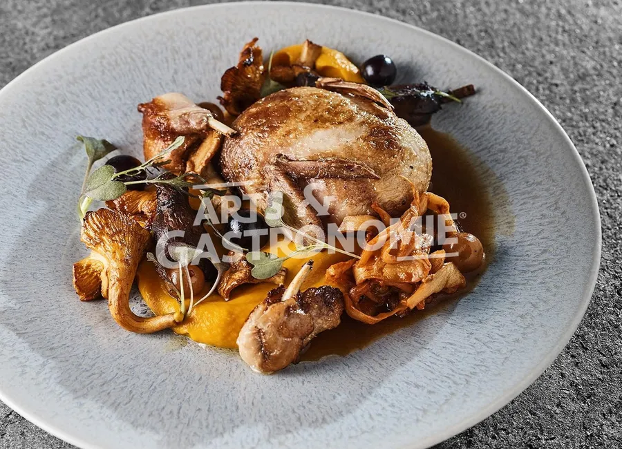 Caille des vosges farcie, champignon