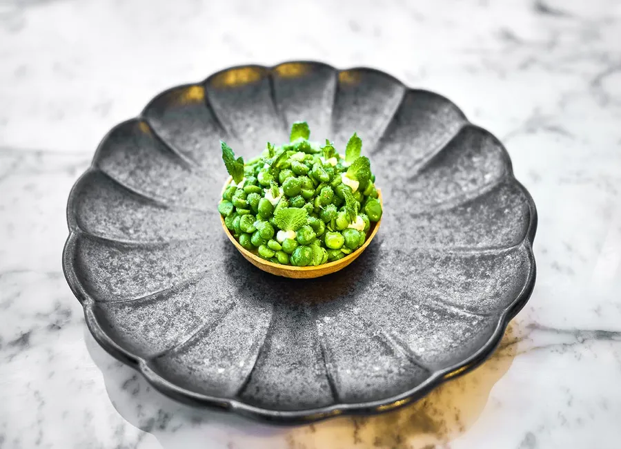 Tartelette aux petits pois, ricotta et menthe