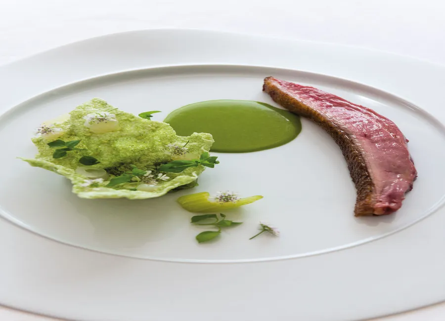 Canard de challans, sauce au curry vert