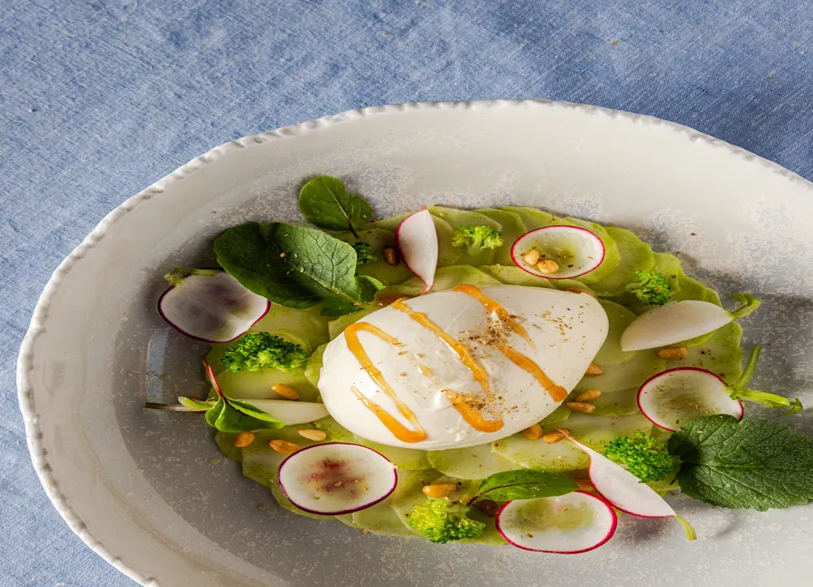 Carpaccio de tiges de brocoli & mozzarella