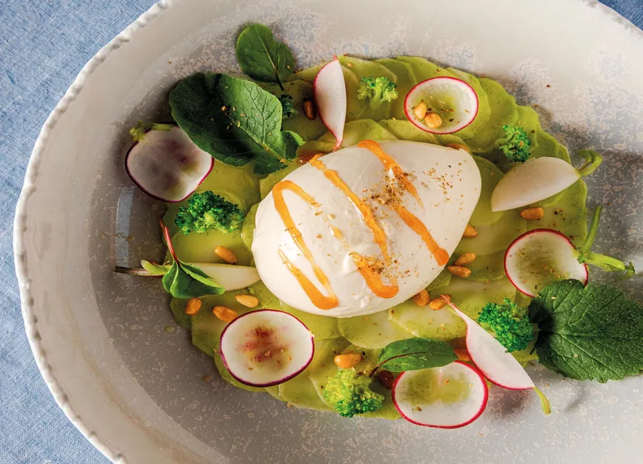 Carpaccio de tiges de brocoli & mozzarella