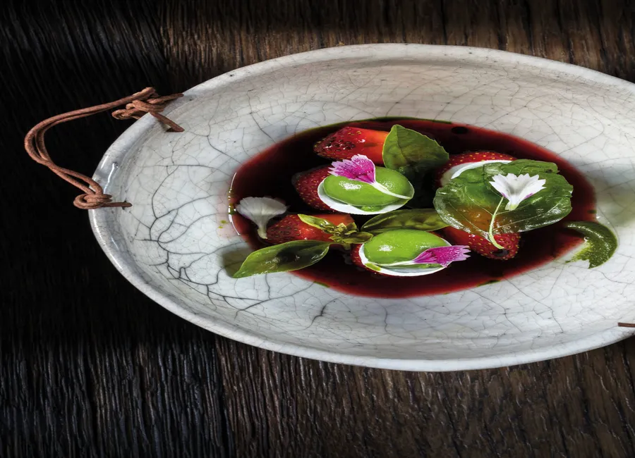Fraise bio de joachim, basilic