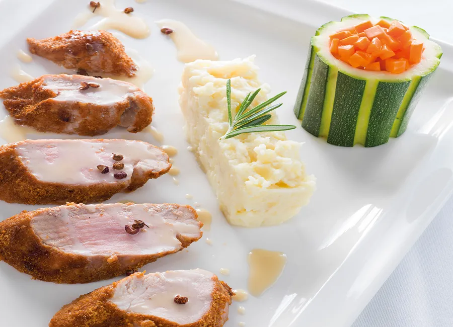 Filet de féra du lac léman, pané d’une fine feuille de pain