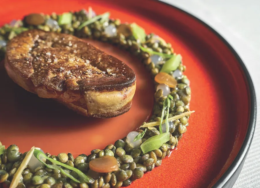 Foie gras de canard, vin rouge