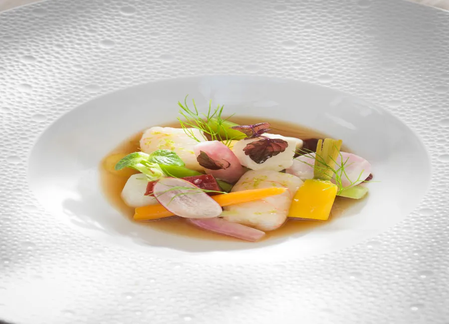 Langoustine cuite, nacrée en tronçons
