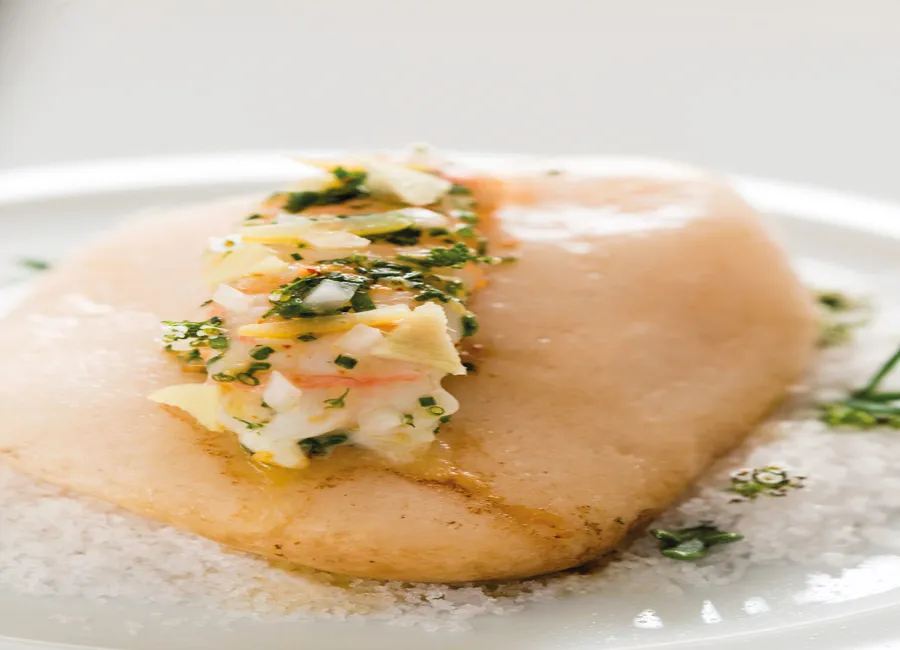 Carpaccio de turbot truffé et caviar krystal