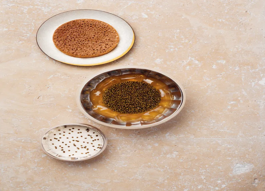 Lentilles vertes du puy et caviar, délicate gelée fumée