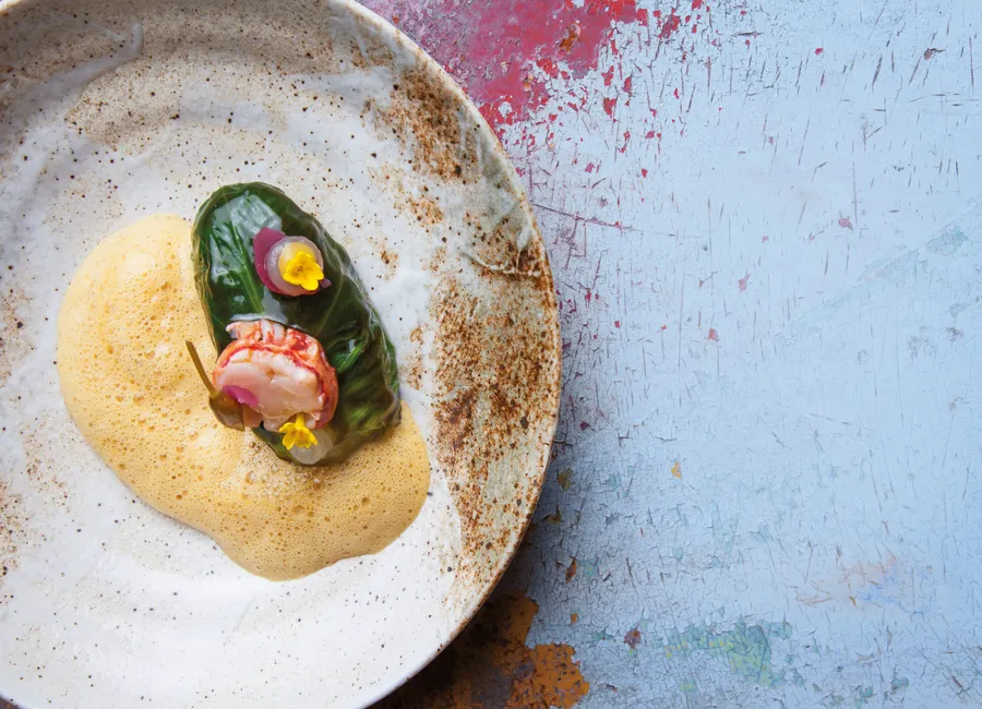 Saussoun de homard, émulsion turmeric