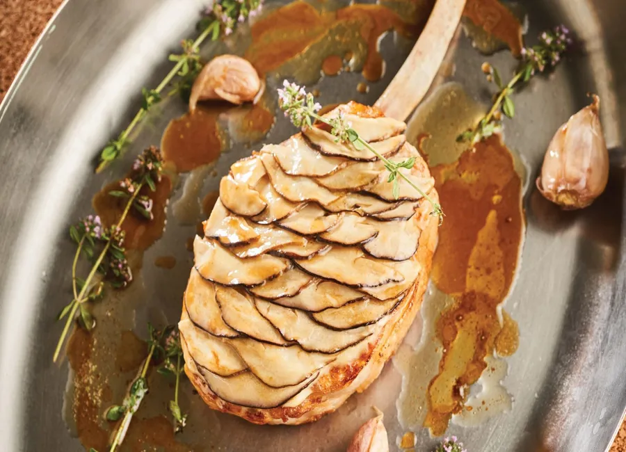 La côte de veau en écailles de cèpes