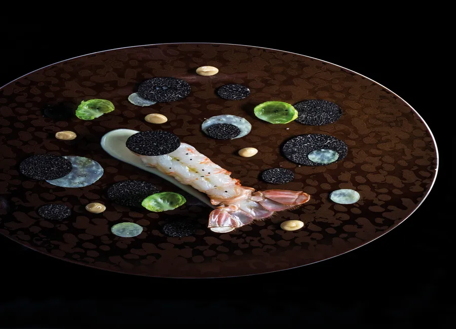 Langoustine royale, chou, truffe noire du périgord