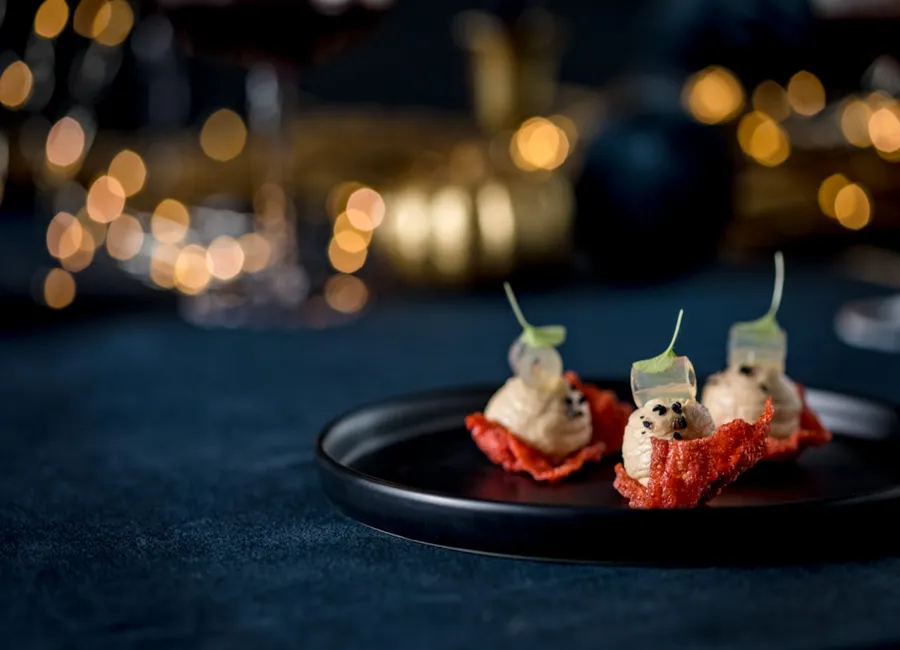 Tacos de foie gras, gelée de ratafia