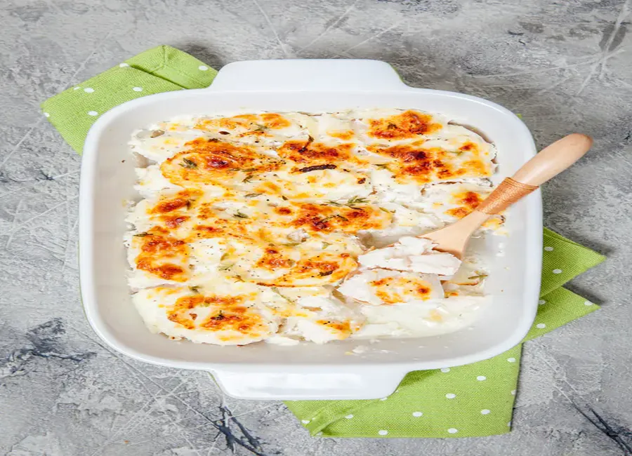 Gratin de poissons et coquilles saint-jacques