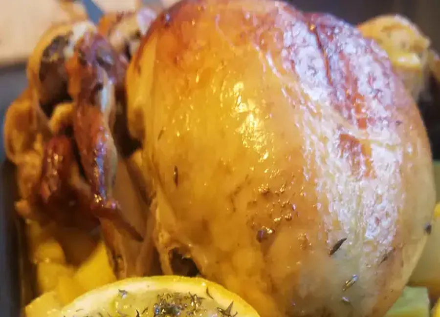 Poulet rôti citron/moutarde à la broche