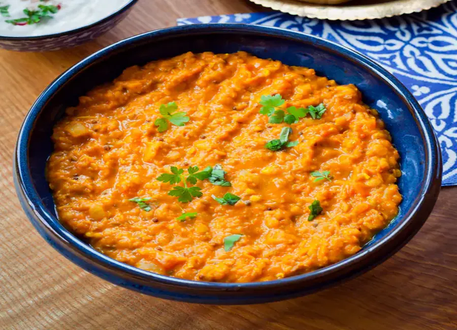 Lentilles corail au curry au cooking chef