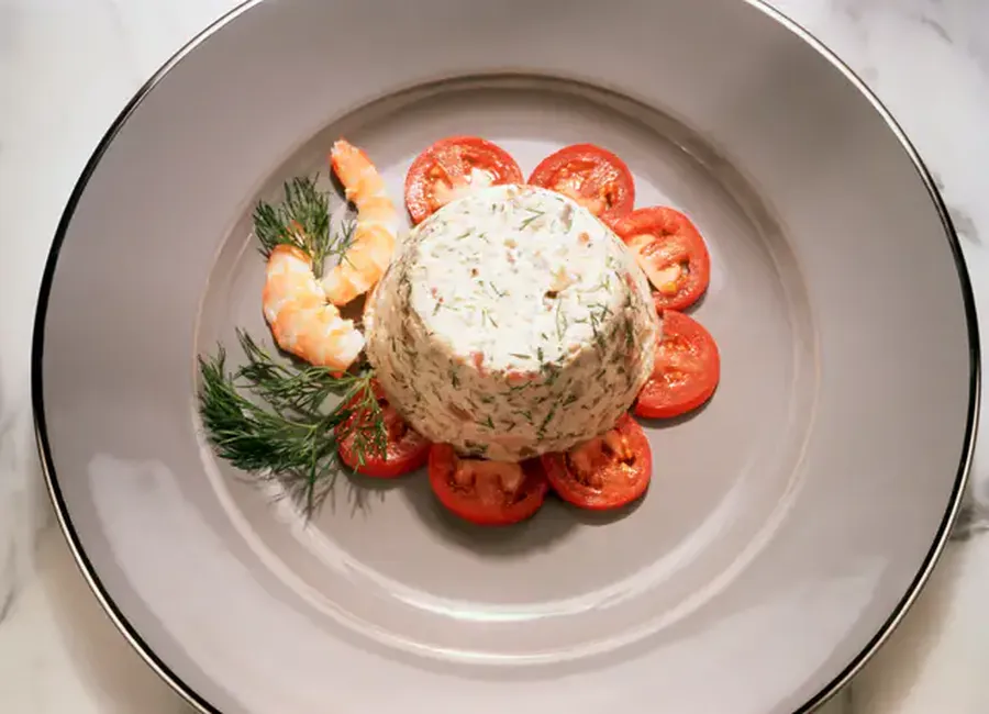 Flan au crabe sauce ciboulette au cooking chef