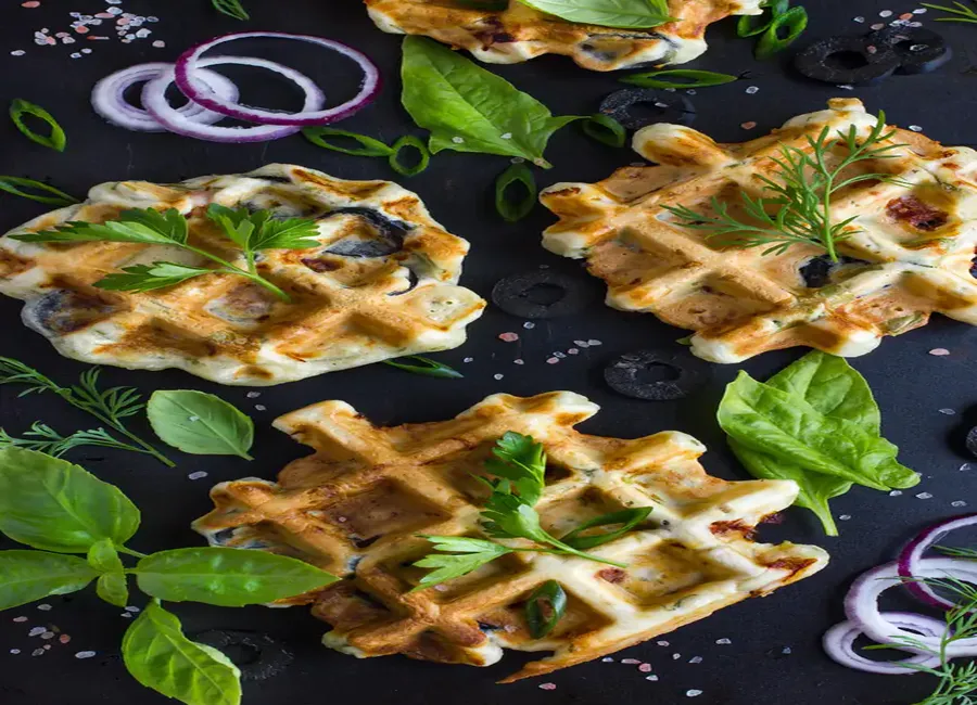 Gaufres salées au pesto