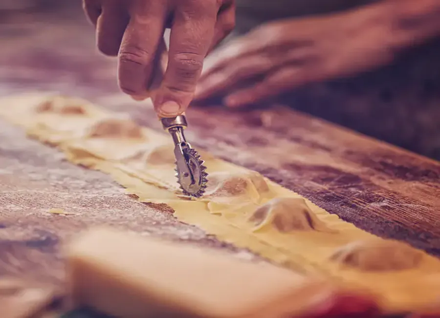 Ravioli lardons champignons