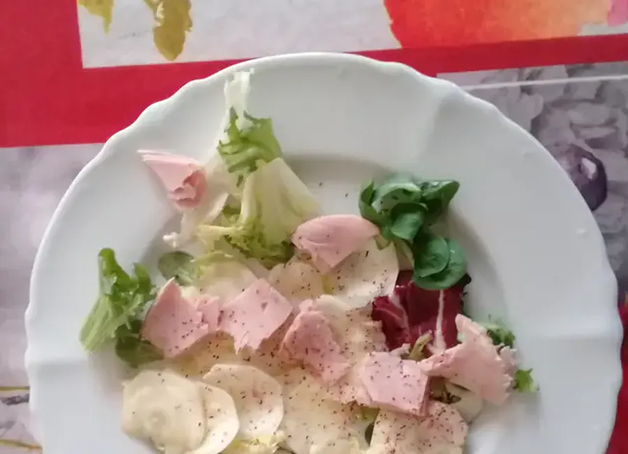 Salade de topinambours au jambon