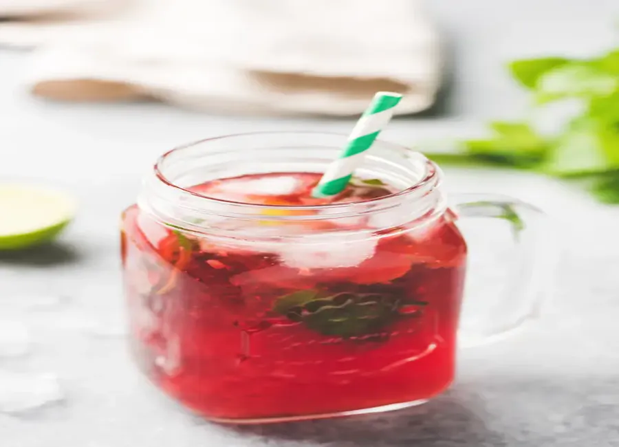 Thé glacé citron framboise