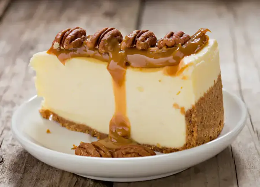Cheesecake au caramel et noix de pécan