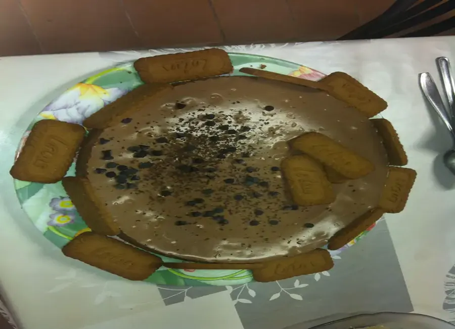 Bavarois au chocolat sur croustillant de spéculoos