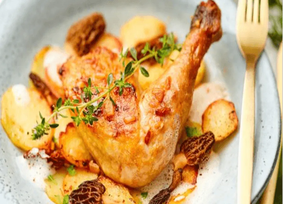 Fricassée de pintade aux morilles & pommes et terre façon salardaise