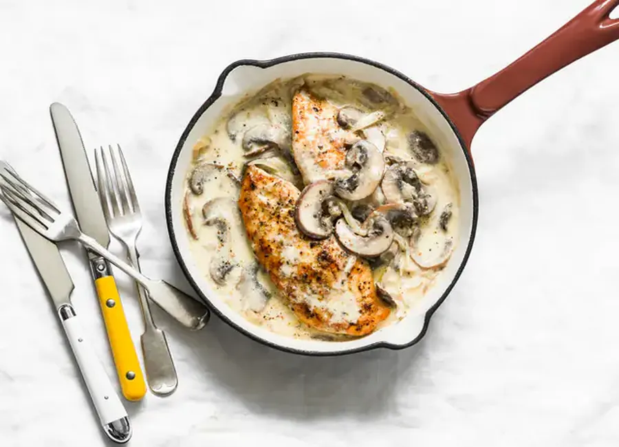 Escalope de poulet aux champignons et au riesling