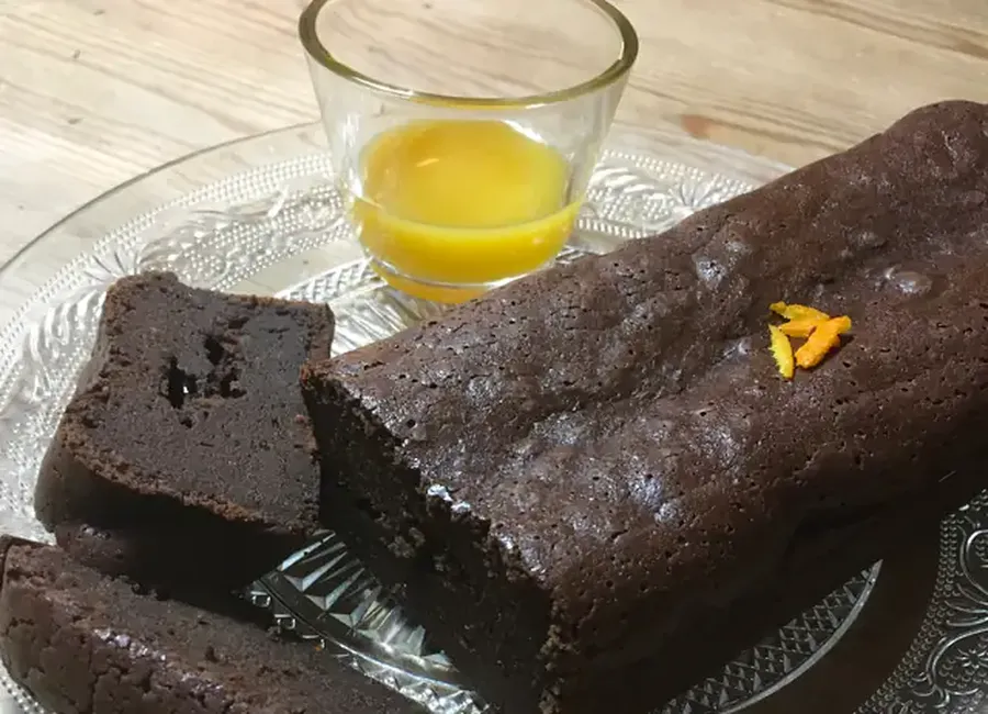 Fondant chocolat-orange et coulis à l'orange