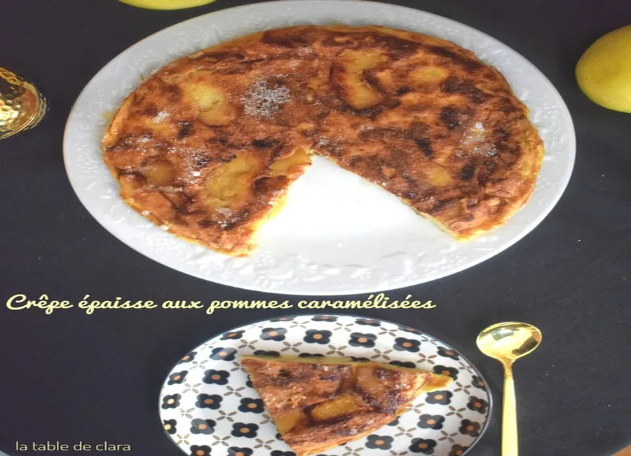 Crêpe épaisse aux pommes caramélisées ou matefaim