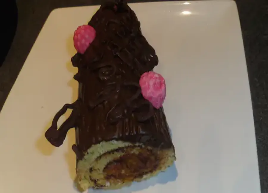Bûche chocolat praliné oranges poêlées