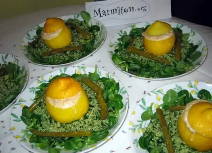 Oeufs - citrons sur nids verts (4ème rencontre marmiton)