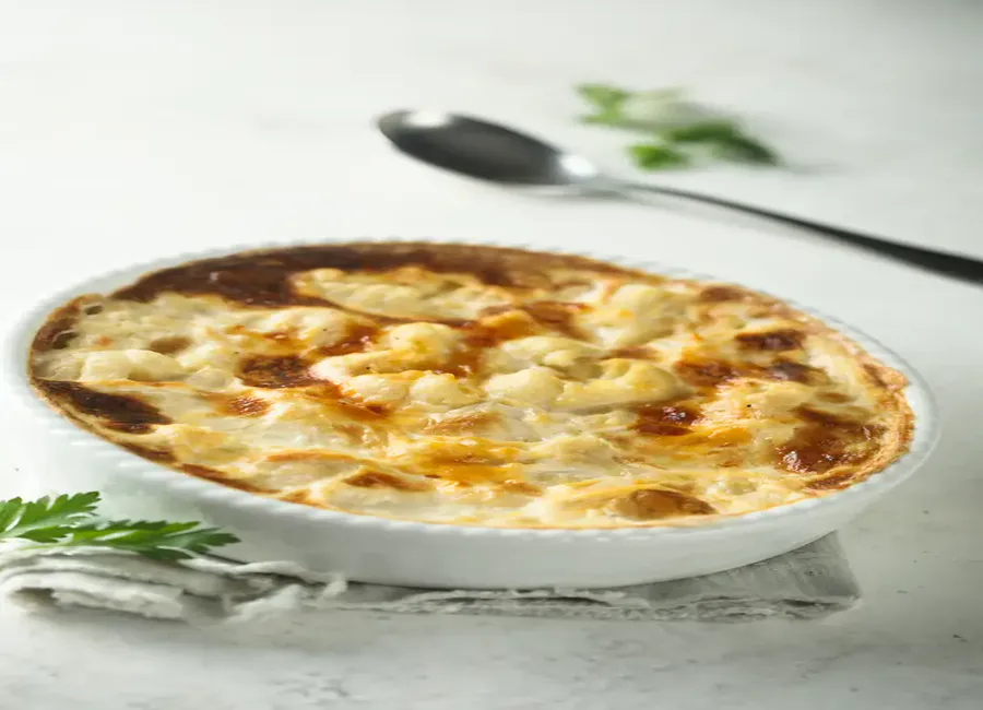 Gratin de gnocchis, cabillaud et asperge