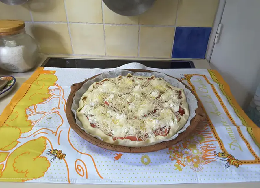 Tarte tomate, coppa et mozzarella