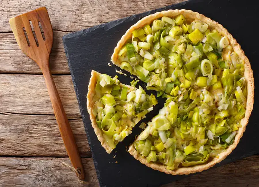Quiche végan poireaux tofu béchamel
