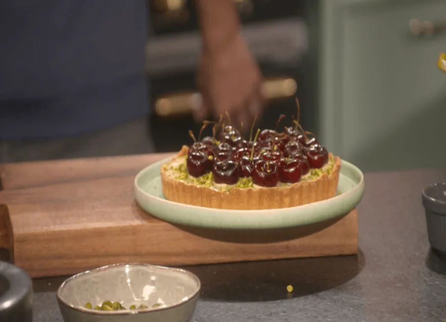 Tarte cerise pistache par laurent mariotte