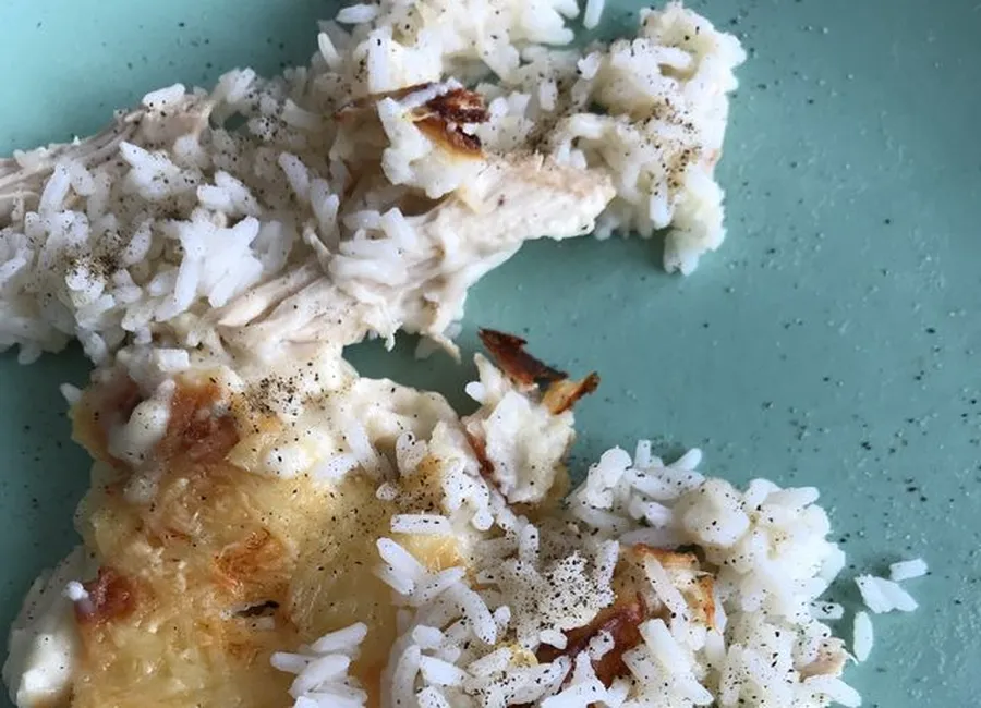 Gratin de riz au poulet (restes de poulet)