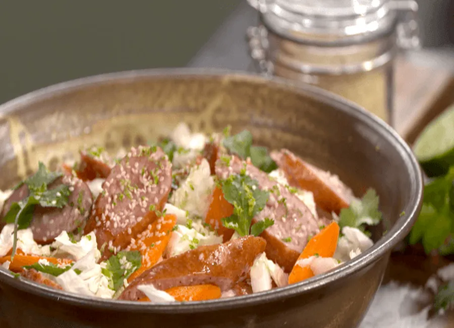 Salade de chou et montbéliarde par laurent mariotte
