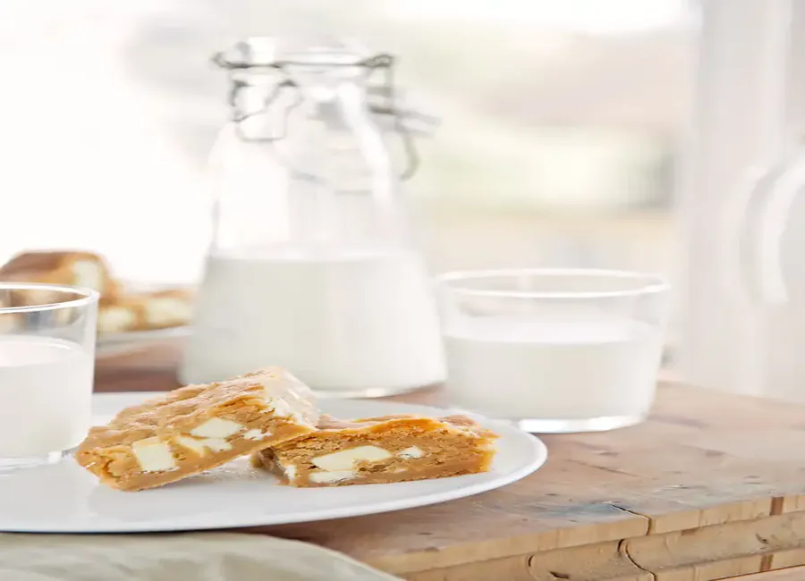 Blondie au chocolat blanc et caramel maison