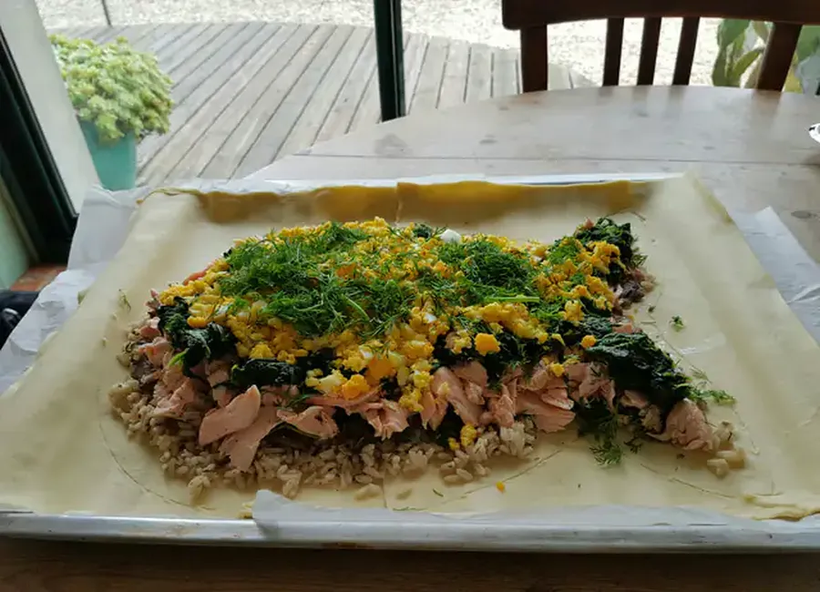 Koulibiac de saumon et épinards