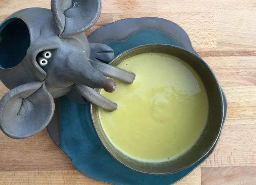Soupe au poireau, aux bananes, aux carottes et céleri blanc