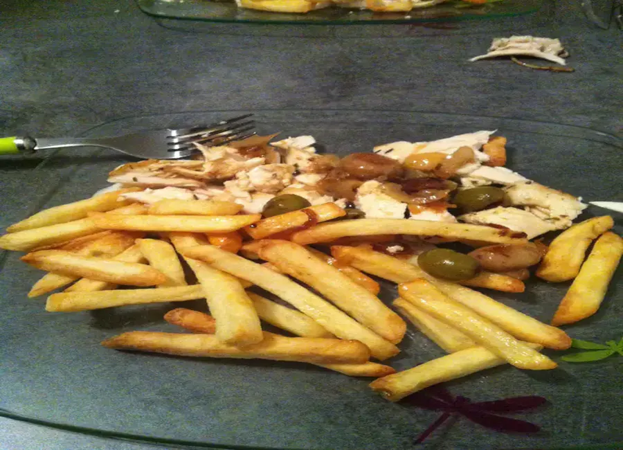 Poulet aux champignons et olives
