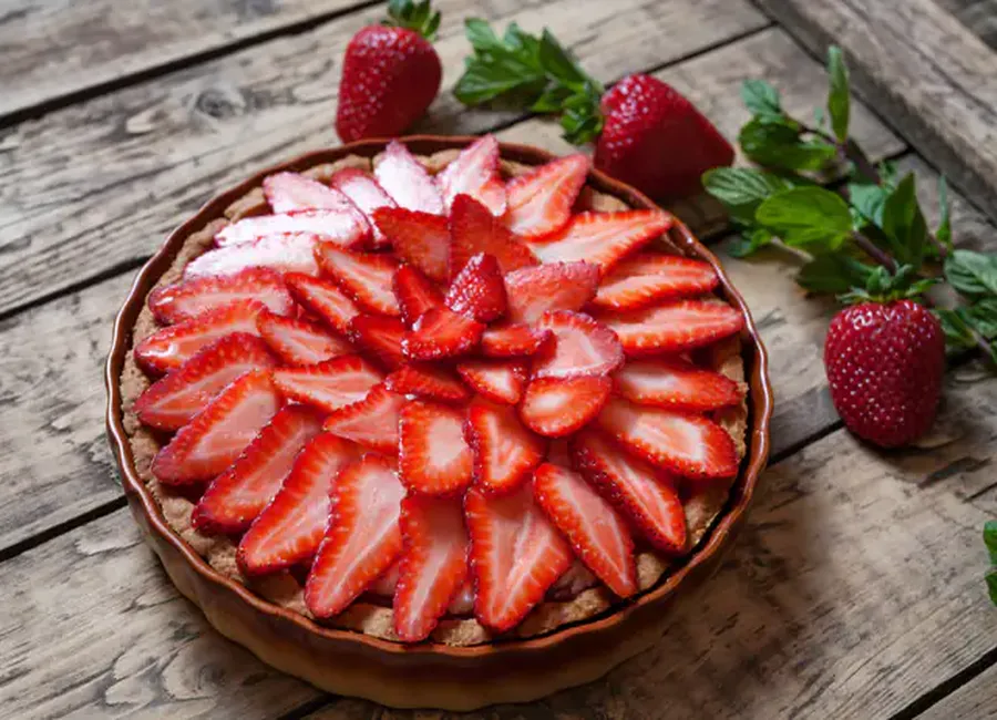 Tarte aux fraises et à la crème d'amandes